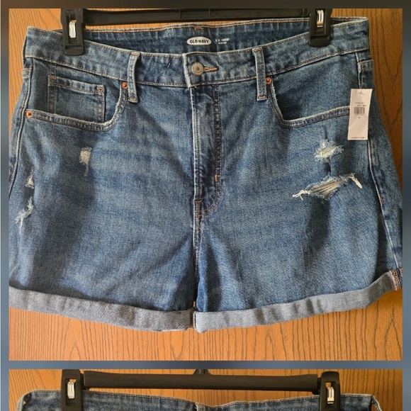 Old Navy Blue Distressed Jean Shorts - Picture 1 of 2